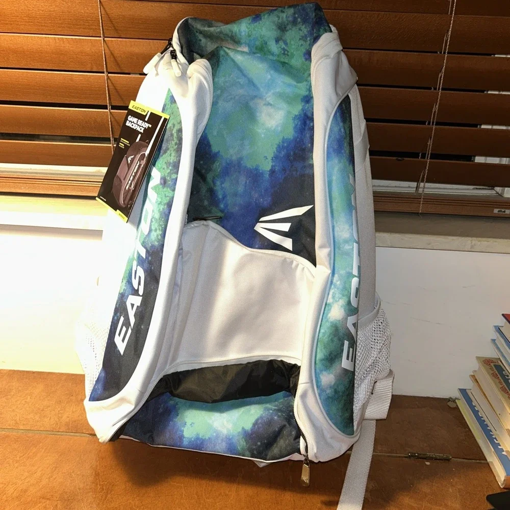 Easton Baseball Backpack White Blue Green Carry Handle Adjustable Strap New